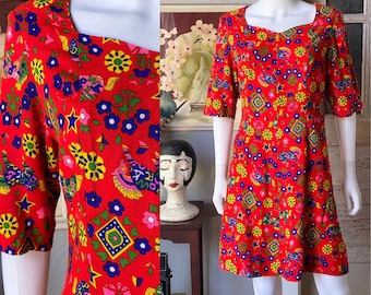 Vintage 1970’s novelty print horse and flowers mini dress