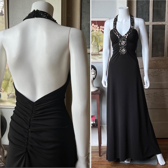 Y2K Vintage Zum Zum Jeweled Low Back Formal Dress