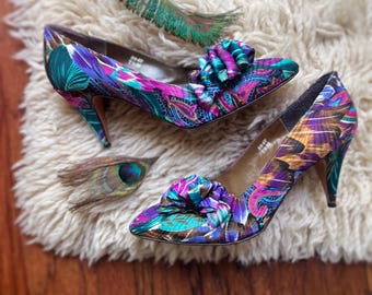 1980’s Vintage J. Renee Couture Collection Peacock Heels