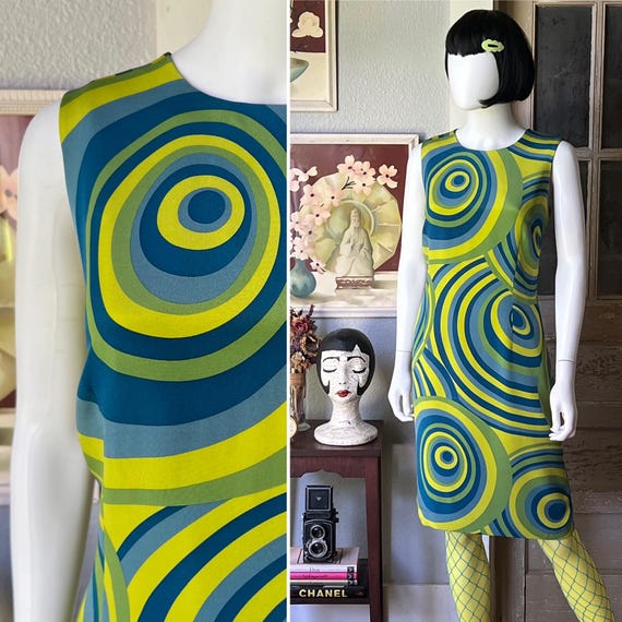 1990’s Vintage Psychedelic Mod Shift by Grace Dresses