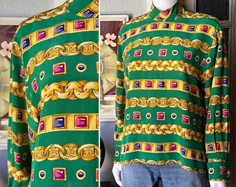 1980’s Vintage Céline Paris Silk Jewel Print Blouse
