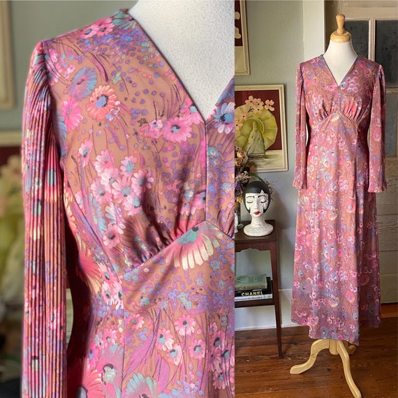 1970’s novelty print maxi dress