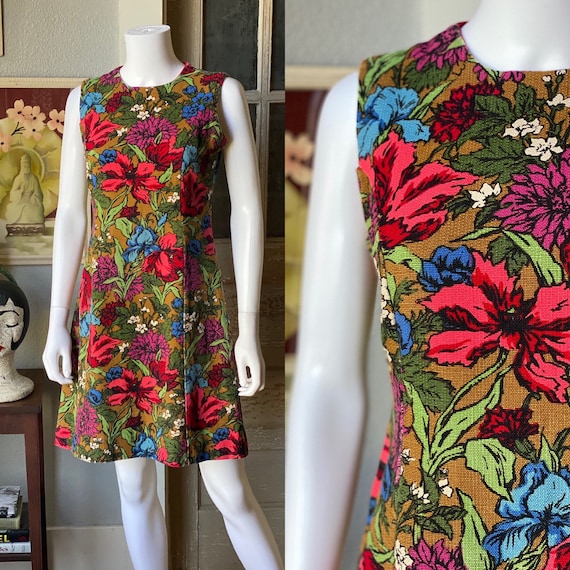 1960’s floral barkcloth mini dress