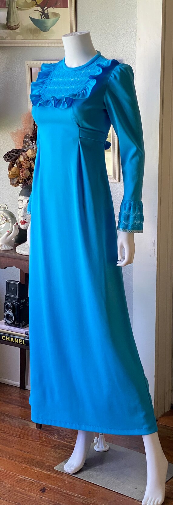 1970’s vintage prairie style maxi dress with croc… - image 4