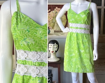 1990’s Vintage Lilly Pulitzer Animal Print Sundress with Lace Cutout