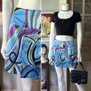 Y2K Vintage Bobby J Psychedelic Print Mini Skirt