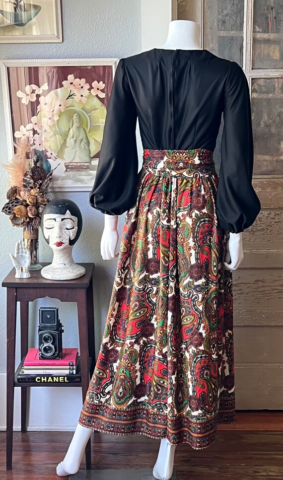 1970’s Vintage Bohemian Maxi Dress With Matching Scarf - Gem