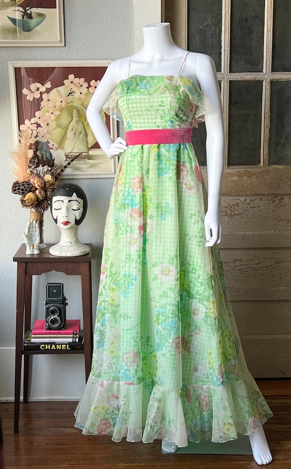 green floral easter dress Ellianna Floral Maxi Dress in Green main image 1