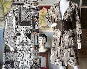 1970’s Vintage Bronson of California Medieval Print Skirt and Blazer Set