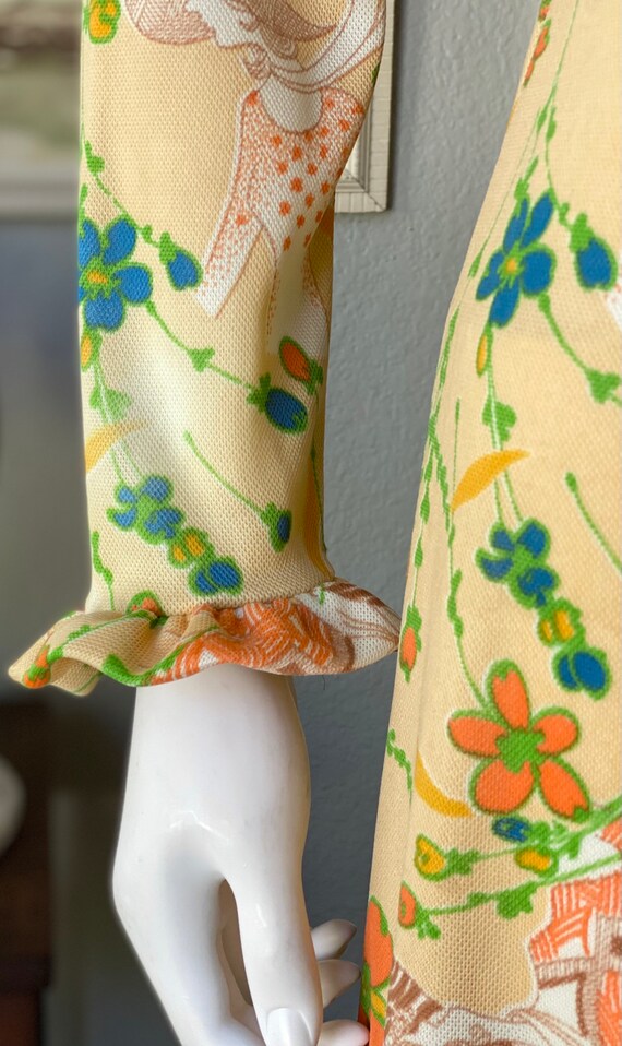 Vintage 1970’s deco lady novelty print maxi dress - image 8