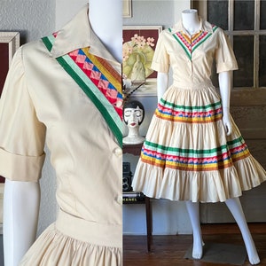 1950’s Rare Vintage Quilted Patchwork Skirt Set