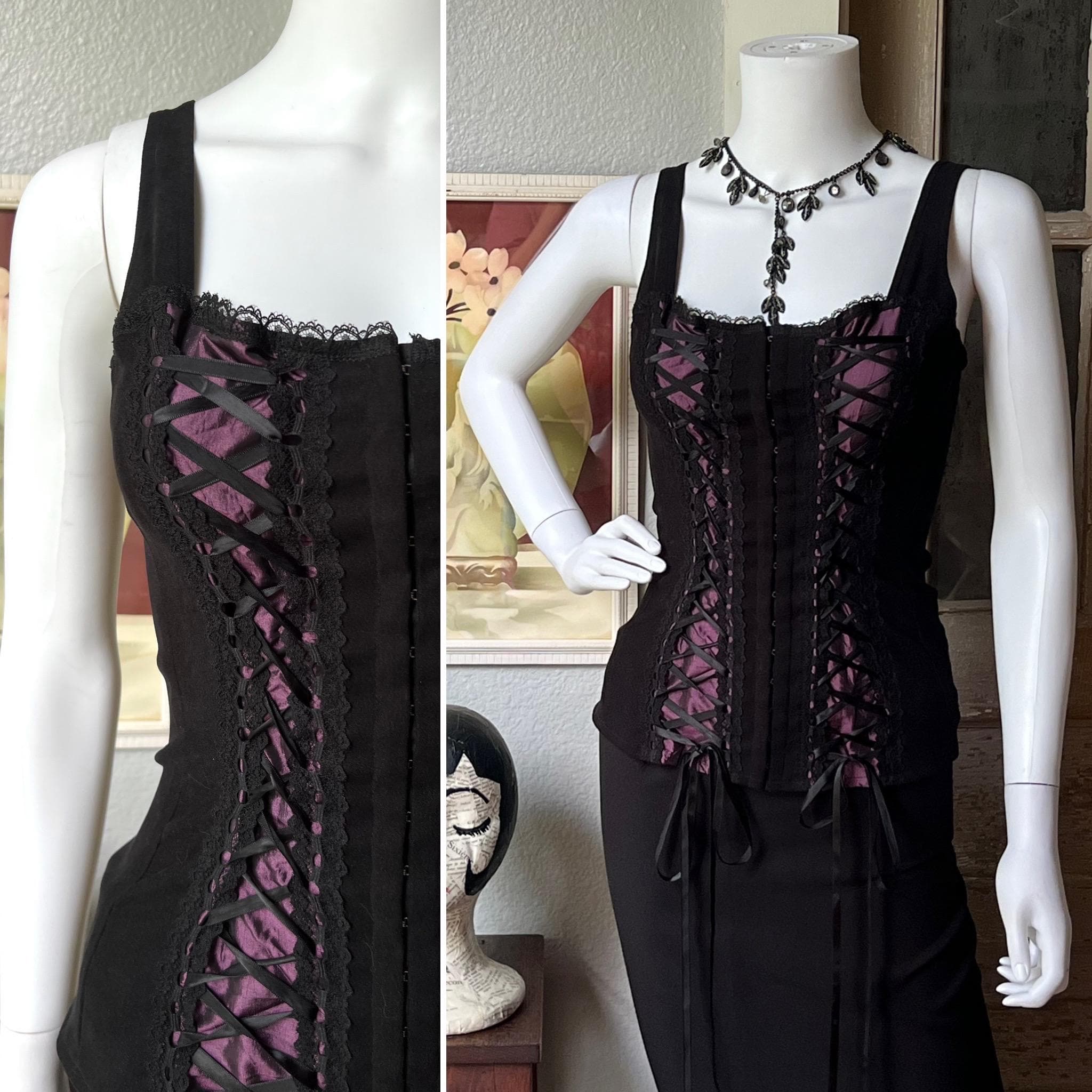 1990's Vintage Morbid Threads Corset Top - Etsy