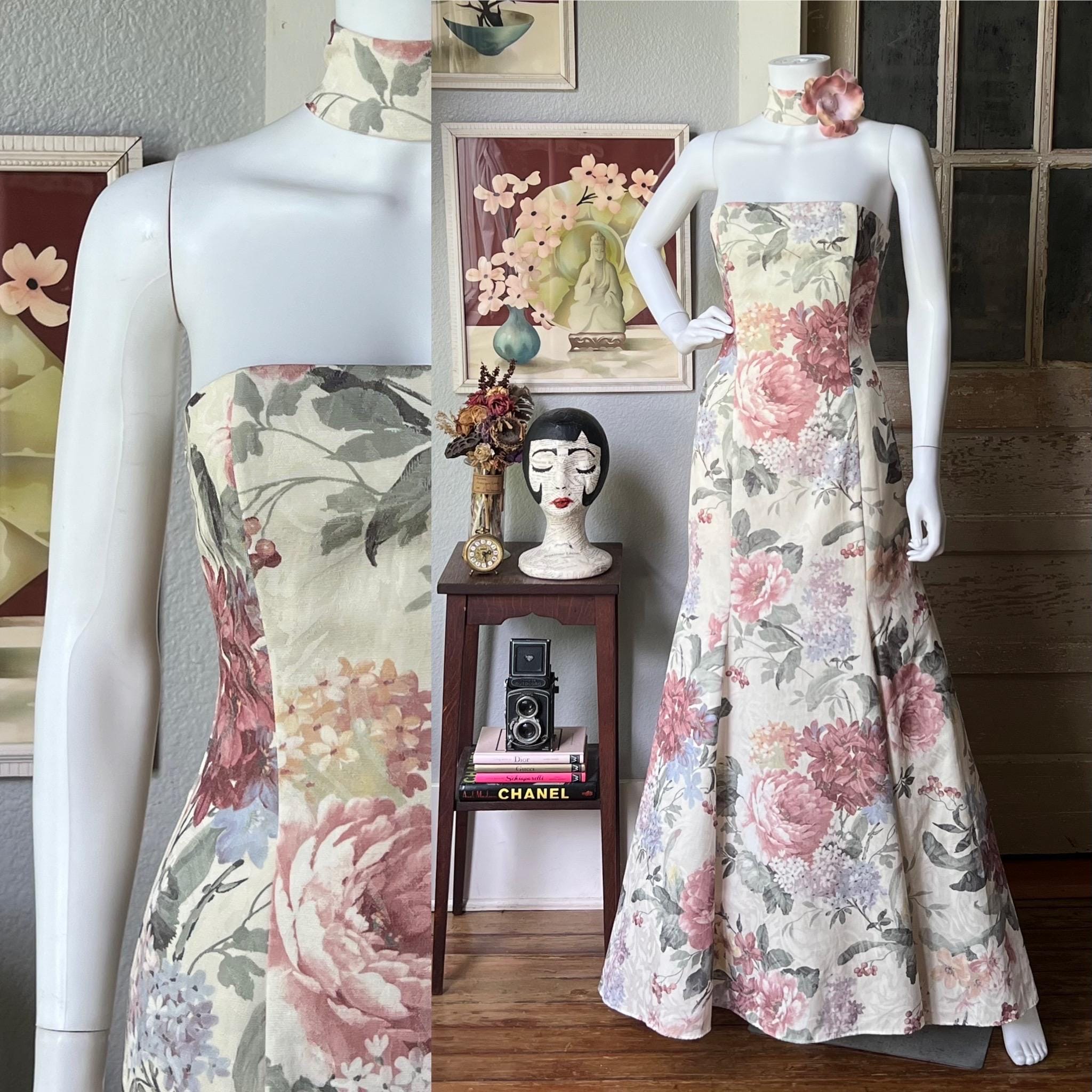 2001 Vintage Deadstock Jessica Mcclintock Strapless Floral