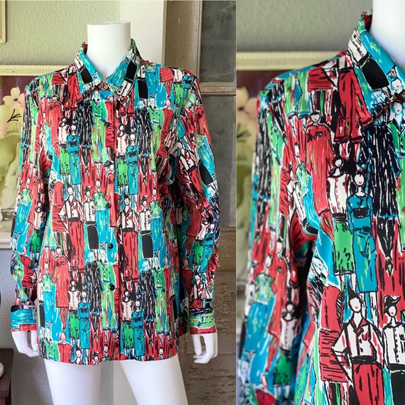 1970’s vintage lady print shirt by Mr. Alex | Ale… - image 1