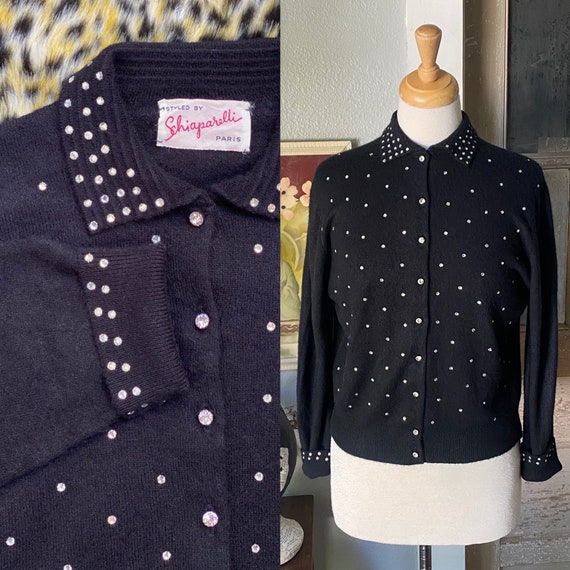 Designer 1950’s Schiaparelli rhinestone cardigan