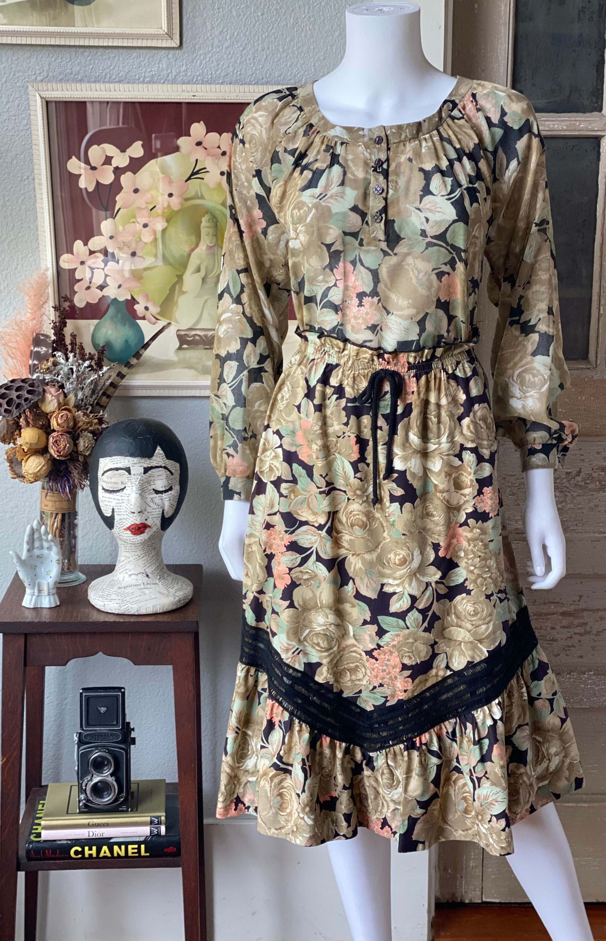 1970s Skirt Top Floral Print Set | XS/S main image 0