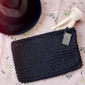 Vintage 1940’s oversized crochet clutch with lucite domino zipper pull