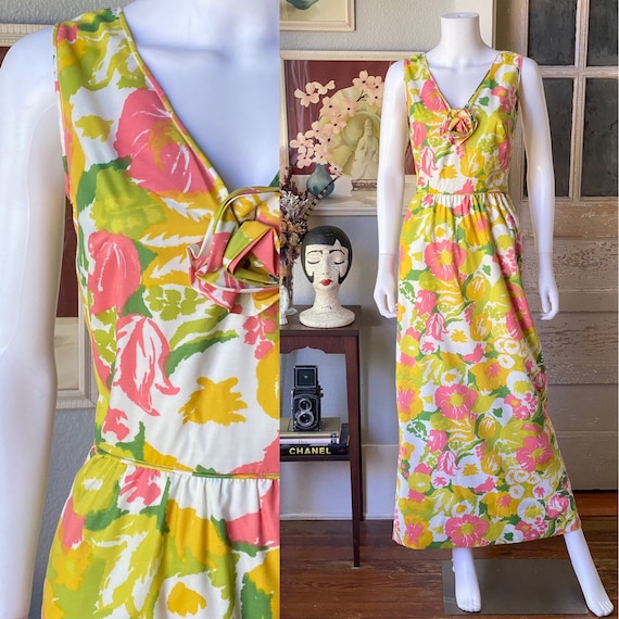 ◎vintage llic gold floral maxi dress LILLUSORY Womens Floral Ruffle Summer Spring Maxi Easter