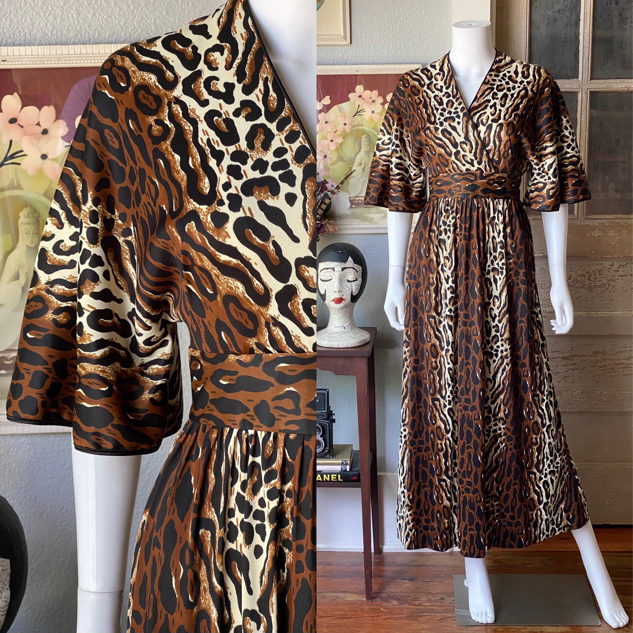1960's Vintage Dela-ann Creations Leopard Print Dress Loungewear