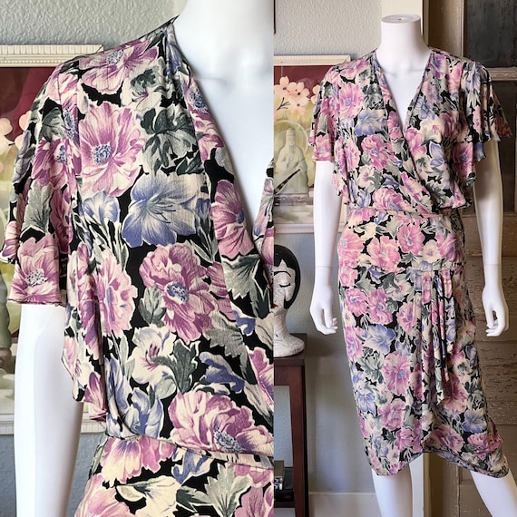 1980’s Vintage Barbara Barbara Rayon Floral Dress - image 1