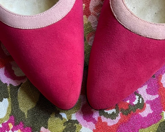 1950’s Vintage Raspberry Pink Suede Bag and Match… - image 2