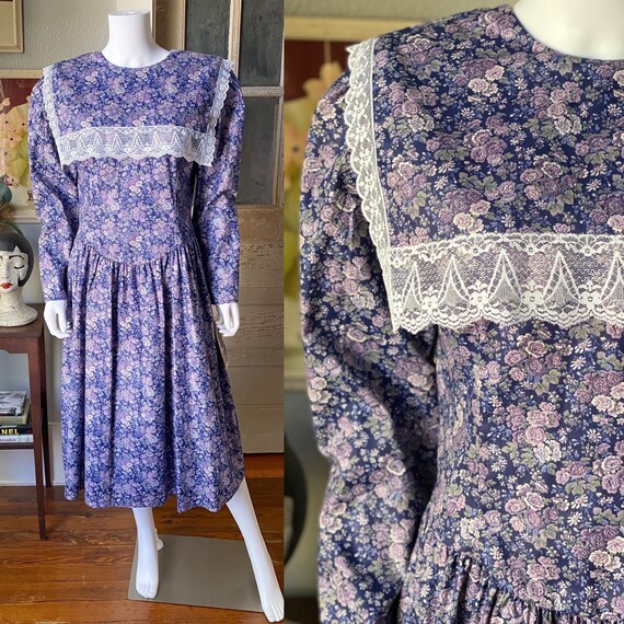 Deadstock 1980’s Gunne Sax floral prairie style dr