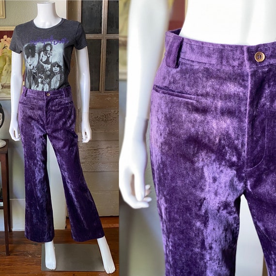 1970’s purple crushed velvet bell bottoms
