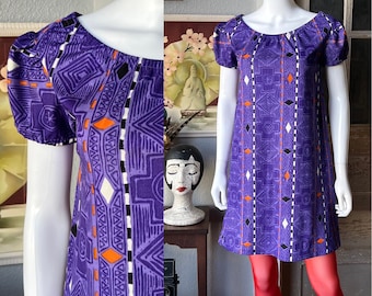 1970’s Vintage Printed Mini Dress by The Red Eye | Size 5