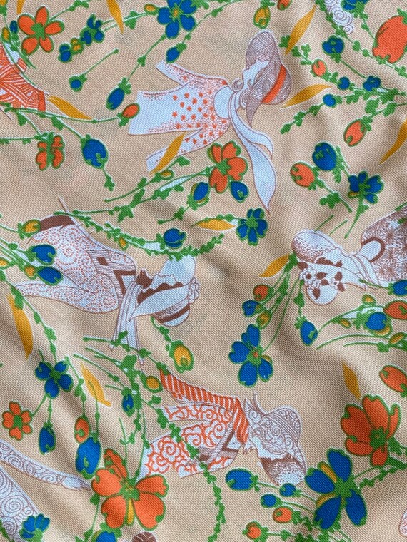 Vintage 1970’s deco lady novelty print maxi dress - image 10