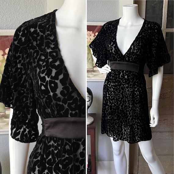 Y2K Vintage Betsey Johnson Burnout Velvet Leopard Mini Dress