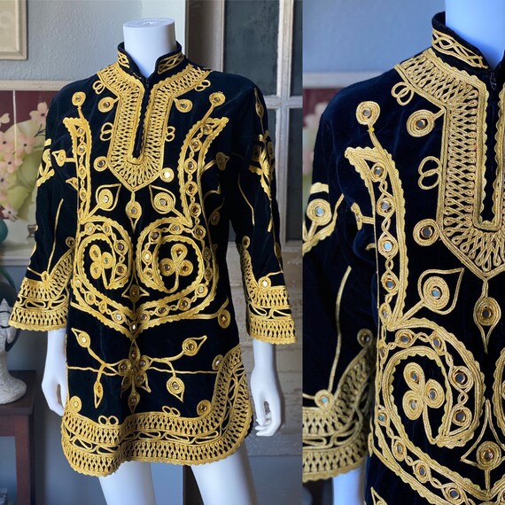 1960’s black velvet Nehru collar tunic