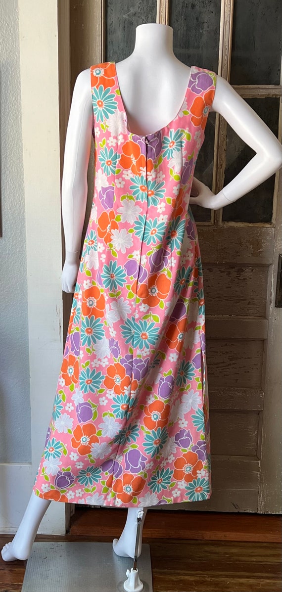 1960’s Vintage Flower Power Maxi Dress With Match… - image 8