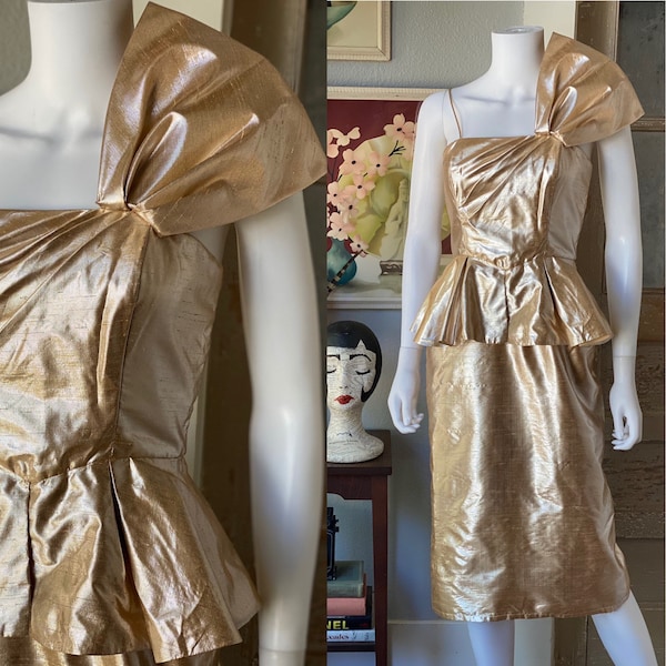 Vintage 1980’s does 1950’s gold lam’e party dress by Jo-Ed Sophisticates