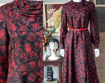 Vintage 1970’s post mark novelty print dress