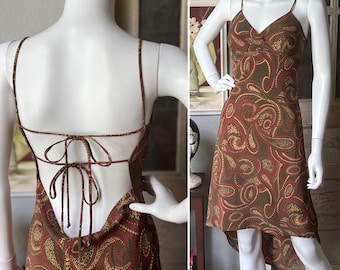 Vintage slipdress met gestrikte achterkant uit de jaren 90 van Chesley, VS