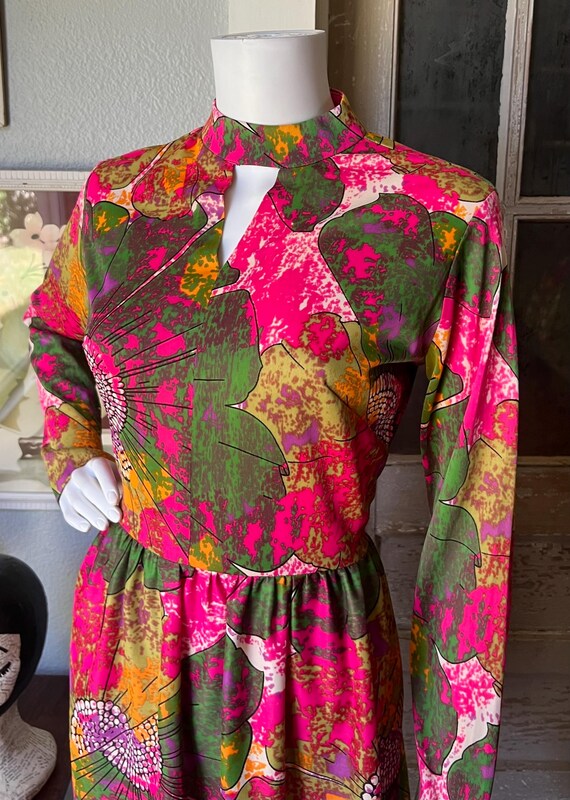 1960’s Vintage Psychedelic Floral Dress - image 5