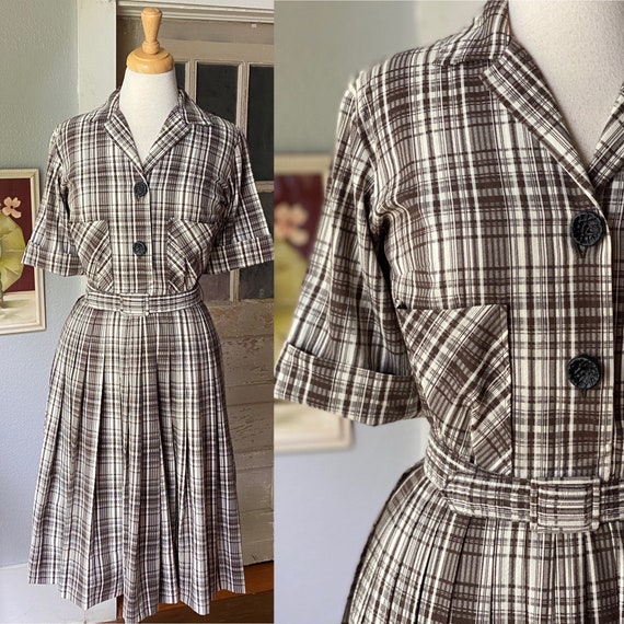 1950’s Norman Wiatt seersucker cotton day dress/sh