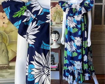 1970’s Vintage Large Floral Hawaii Tent Dress