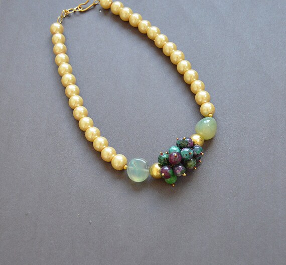 Sea Pearl Choker Set Blue Onyx Pearl 