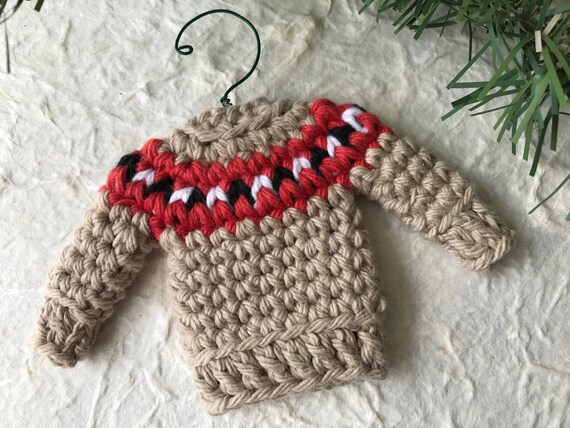 Crochet mini sweater ornament pattern online