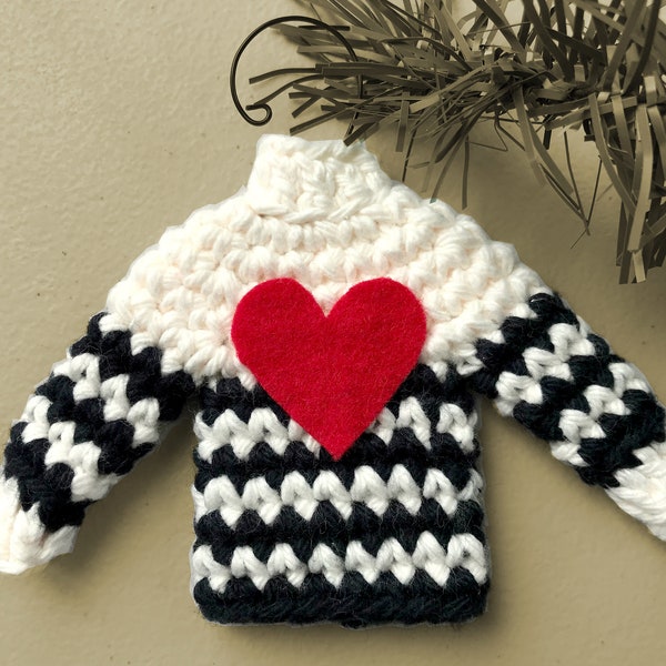 White Sweater With Red Heart Etsy