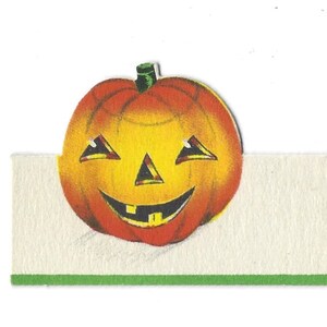 Vintage Halloween Place card.  Happy Smiling Jack-O-Lantern. A Gibson Card