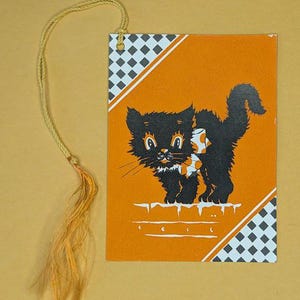Vintage Halloween Scaredy Cat Bridge Tally. Adorable!