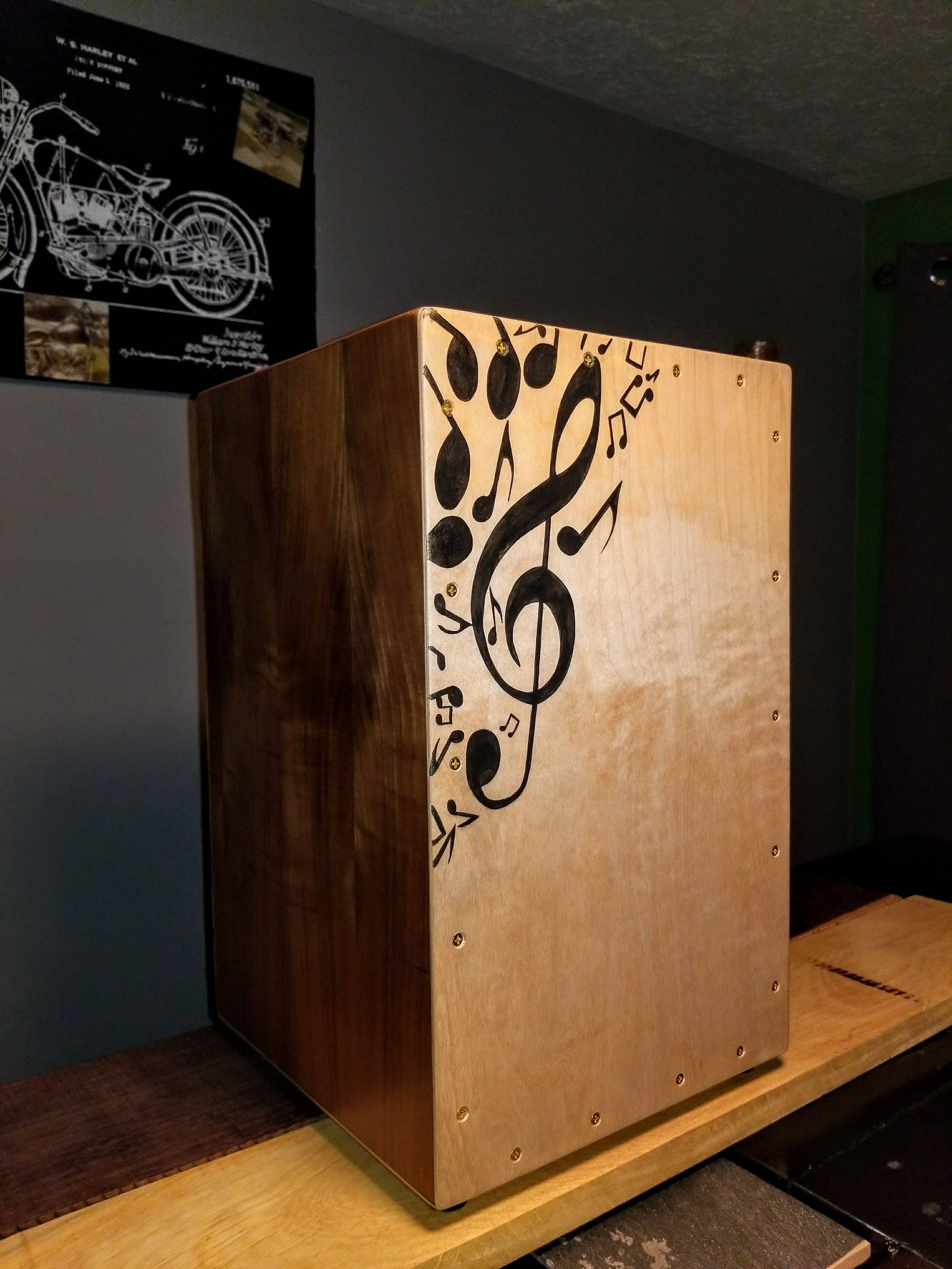 BCW Custom Hand Painted Cajon w/ Musical Note Theme Etsy