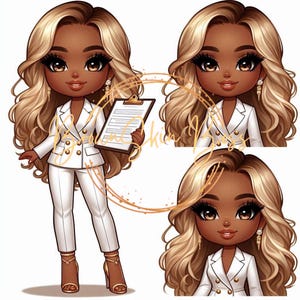 Black Girl Clipart, Chibi Clipart, Beautiful Black Girl, African American, AI Model, Luxury Black Woman, Black Girl PNG, Brown Girl.