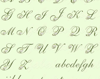 Alphabet Letters Numbers May Birthday Flower Lily of the Valley Alphabet Font Clip Art Digital Download Scrapbooking Crafts