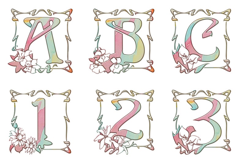 Alphabet Letters Numbers Floral Etching Art Deco Font Digital Clip Art Instant Download Individual Files Scrapbooking Scrap Booking Crafts Alphabet Letters Numbers Floral Etching Art Deco Font Digital Clip Art Instant Download Individual Files Scrapbooking Scrap Booking Crafts