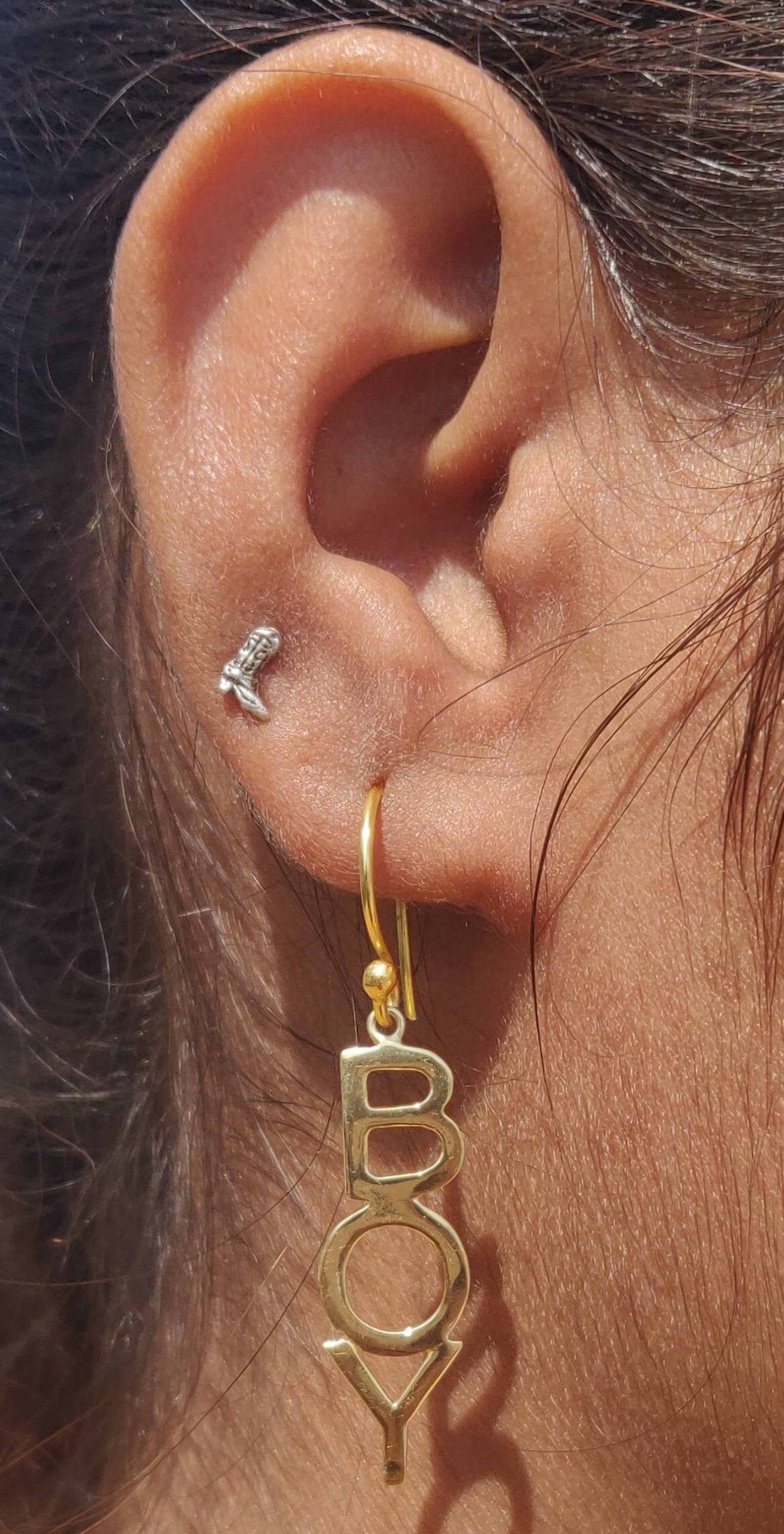 Initial Bad Boy Earring Silver Personalized Earring Jewelry Etsy