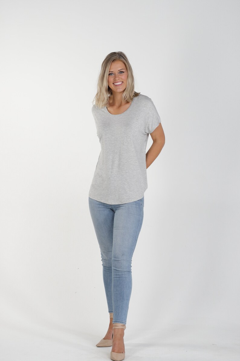 Women's Bamboo Shirt Relaxed Batwing Fit Grey