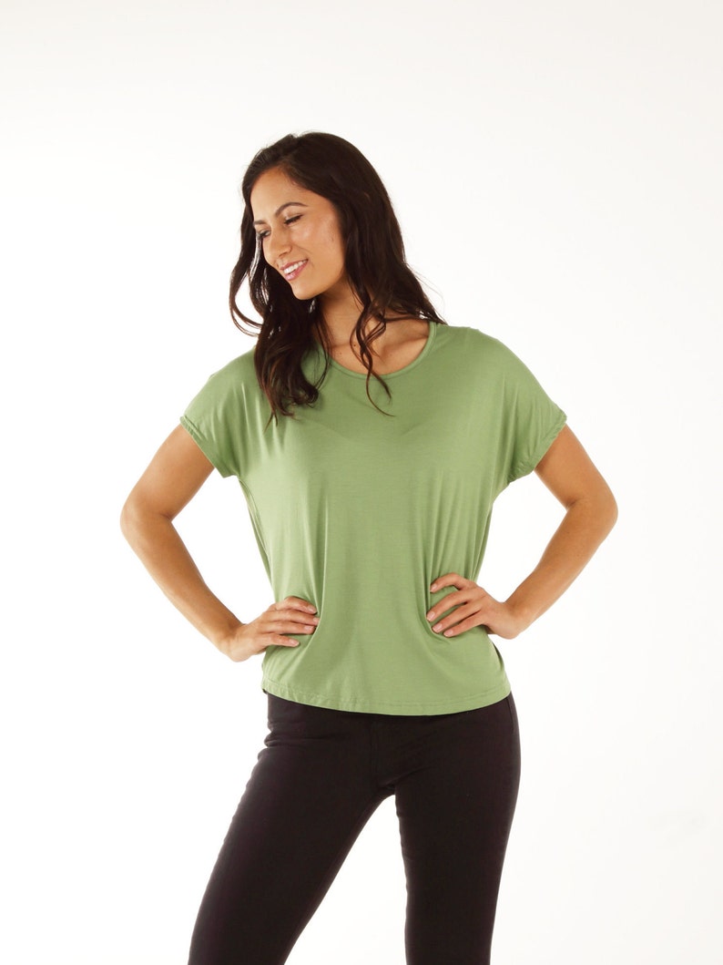 Women's Bamboo Shirt Relaxed Batwing Fit Green